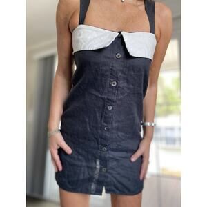 Black and White Button-Down Mini Dress